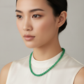 Icy sweet apple green Burmese jadeite bead necklace, 55cm - Luxe Jadeite