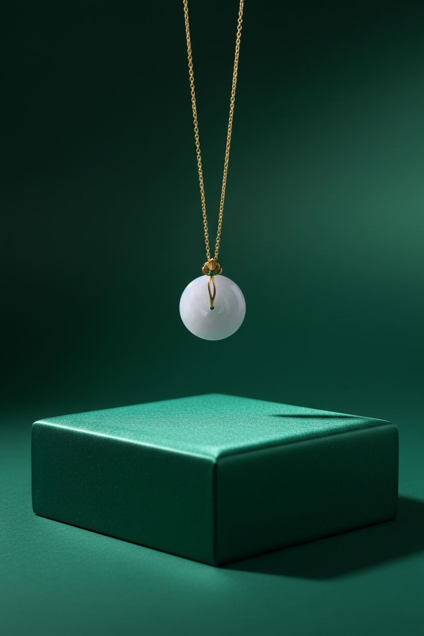 Sweet lavender jadeite ping an kou pendant in 18k gold - Luxe Jadeite