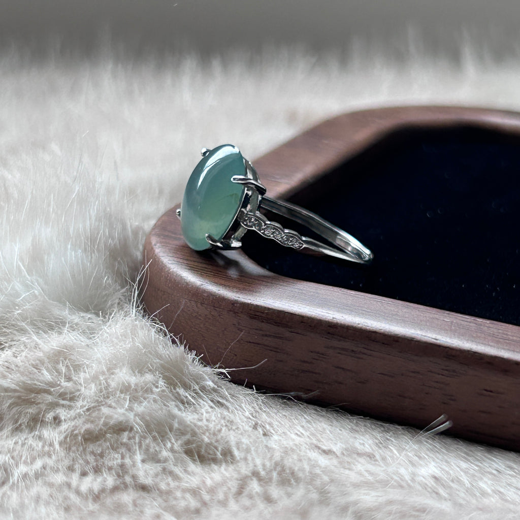 Lake Green Ring adjustable, Sterling Silver, photo 6 - Luxe Jadeite