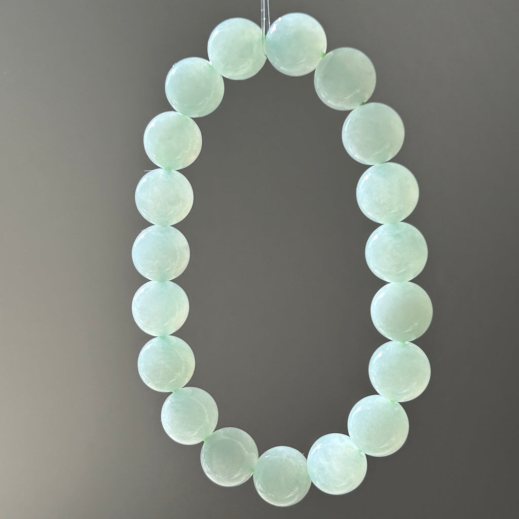 Light apple green jelly Burmese jadeite bead bracelet - Luxe Jadeite