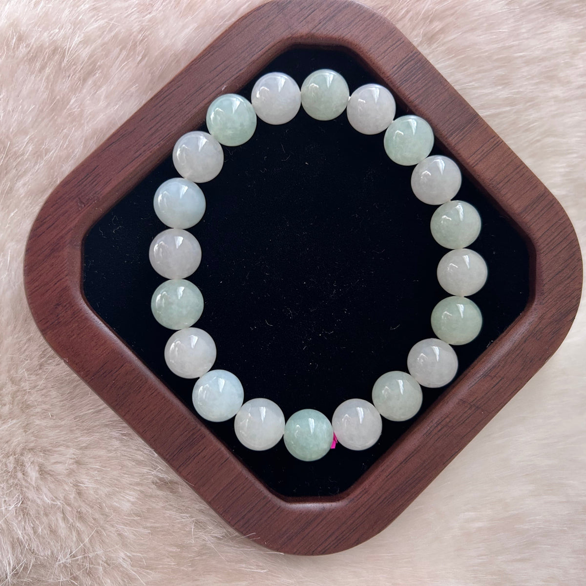 Duo-colour Burmese jadeite bead bracelet - Luxe Jadeite