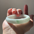 White Moss Green with Floating Apple Green Bangle 54.9mm, photo 1 - Luxe Jadeite