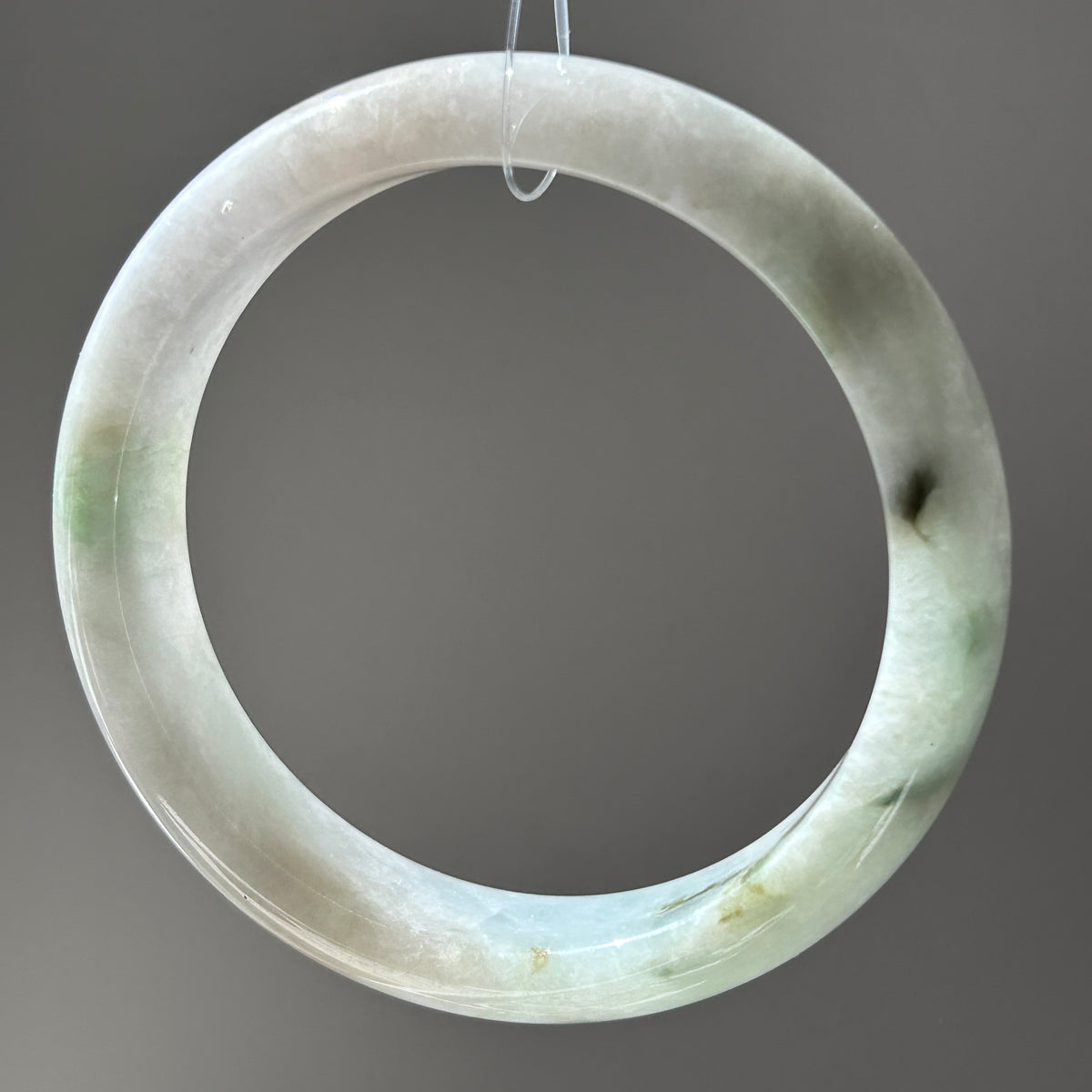 Pale Green with Floating Moss Green Bangle 60.3mm, photo 4 - Luxe Jadeite