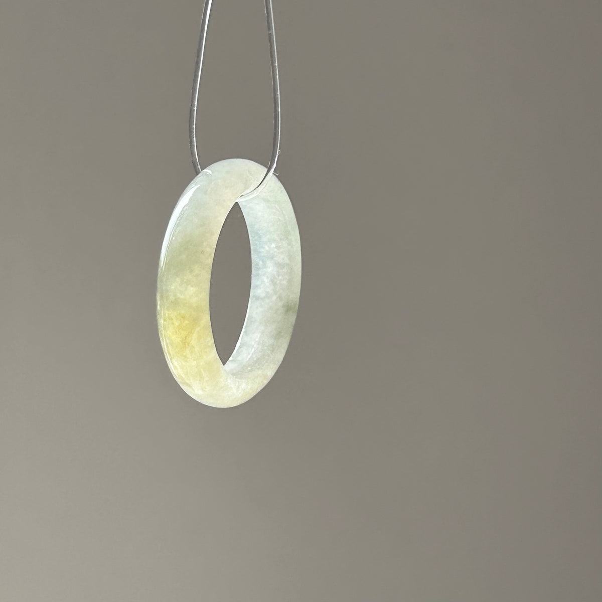 Yellow Jadeite Ring - Thinner Band on Model, photo 4 - Luxe Jadeite