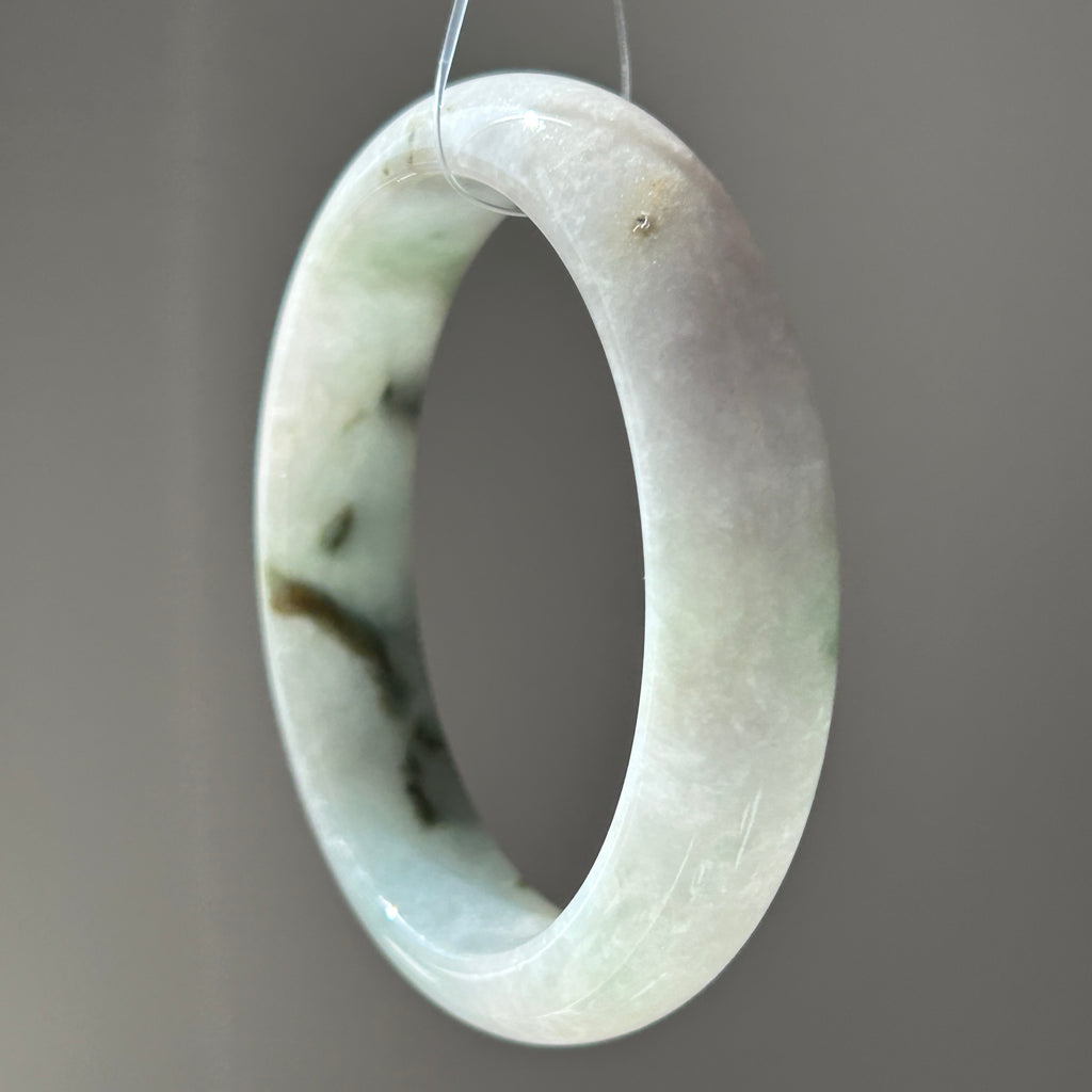 Pale Green with Floating Moss Green Bangle 60.3mm, photo 5 - Luxe Jadeite