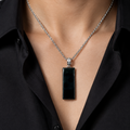 Black Wu Shi Pai Pendant, Sterling Silver, photo 1 - Luxe Jadeite