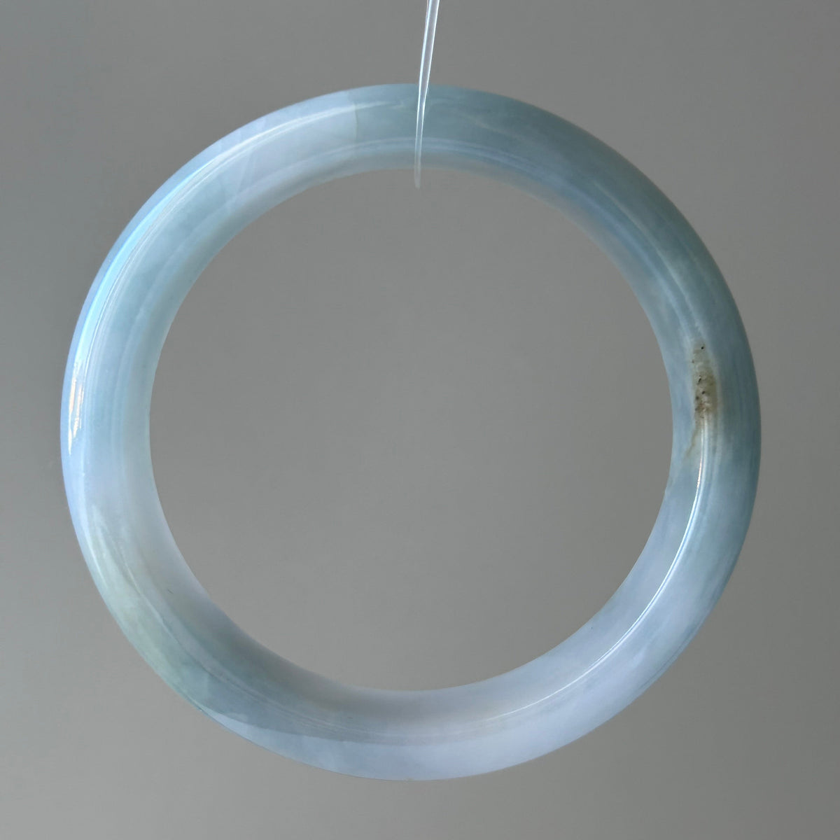 Icy lavender and dark green Burmese jadeite bangle with sa jin gold dust, 58.1mm - Luxe Jadeite