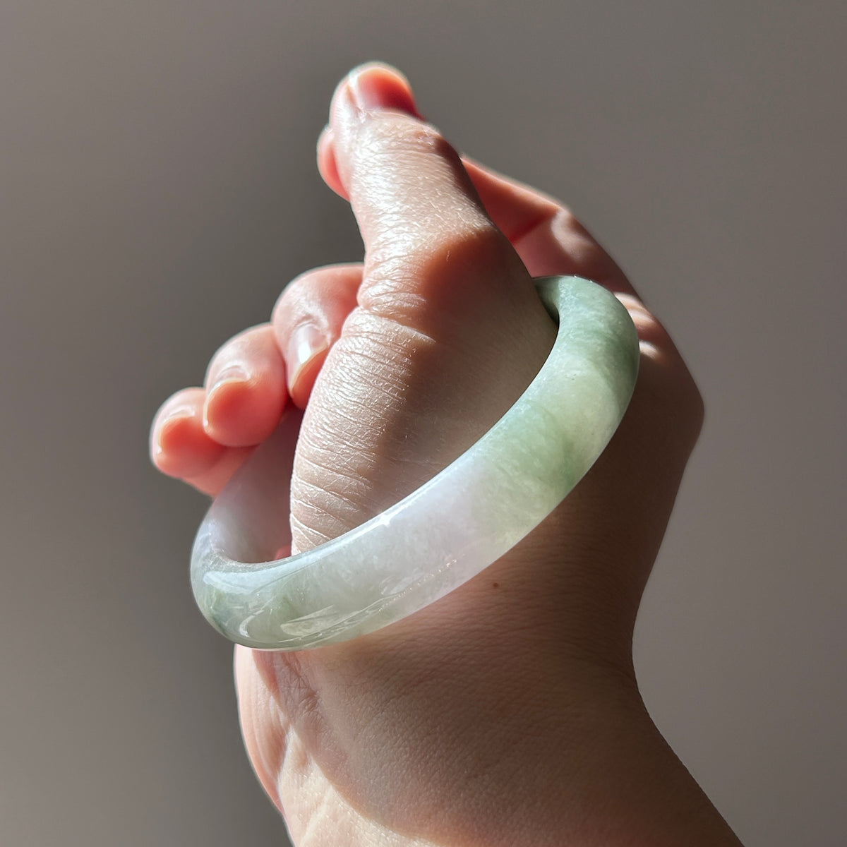 Icy spring purple and golden dust (chun dai cai sa jin) Burmese jadeite bangle, 57.8mm, photo 5 - Luxe Jadeite