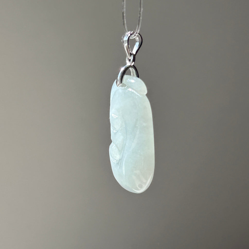 Small Light Green Ruyi Pendant in Sterling Silver, photo 4 - Luxe Jadeite