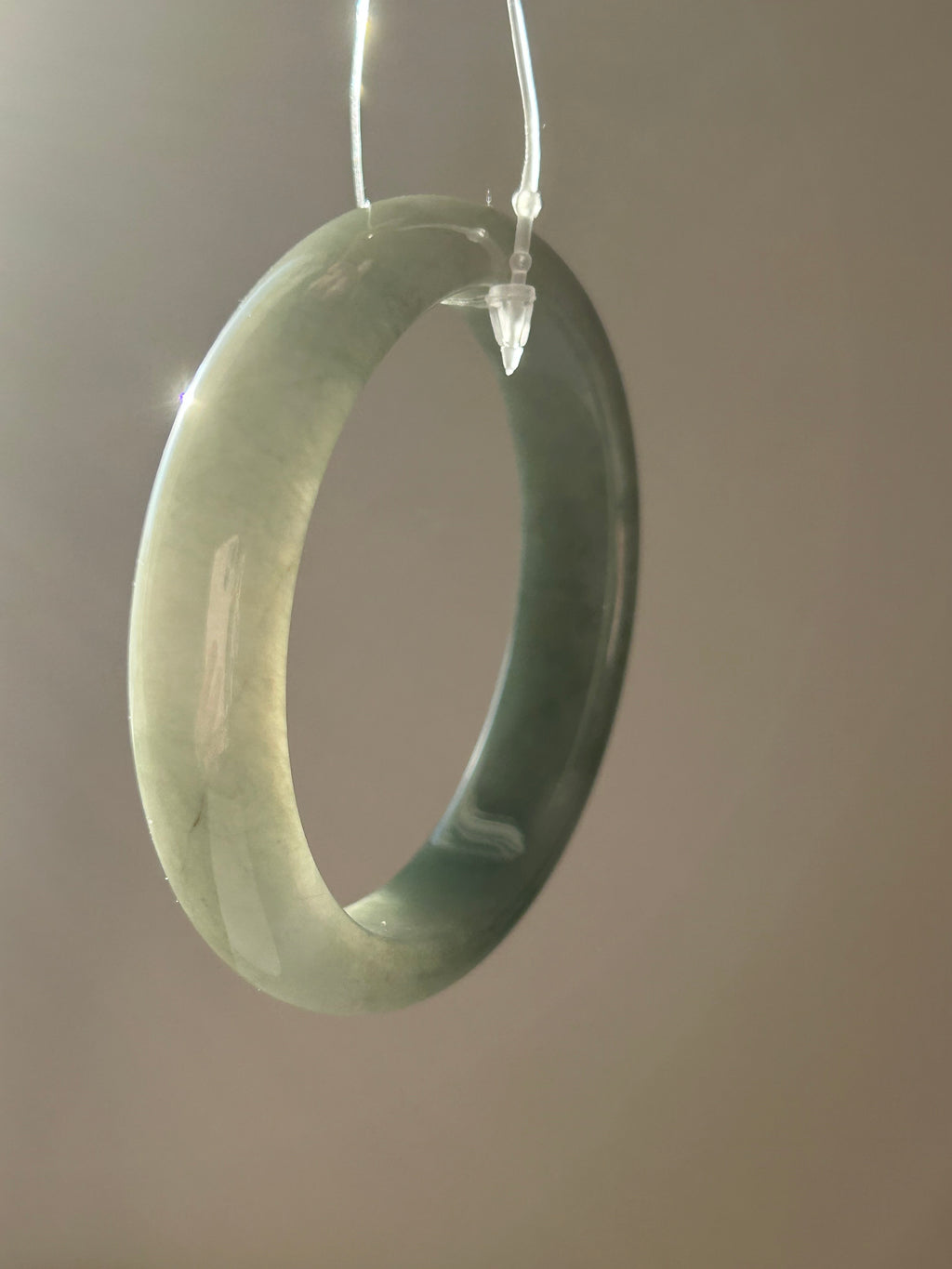 Oily green Burmese jadeite bangle, 52.8mm - Luxe Jadeite