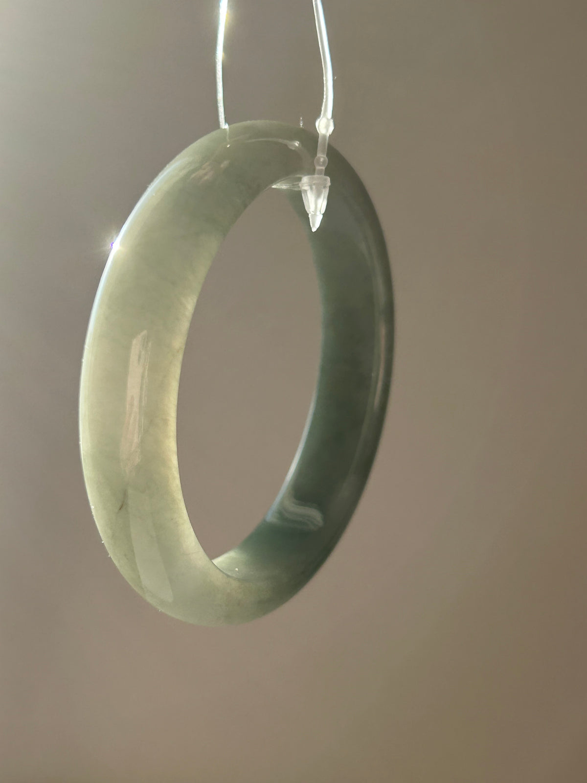 Oily green Burmese jadeite bangle, 52.8mm - Luxe Jadeite