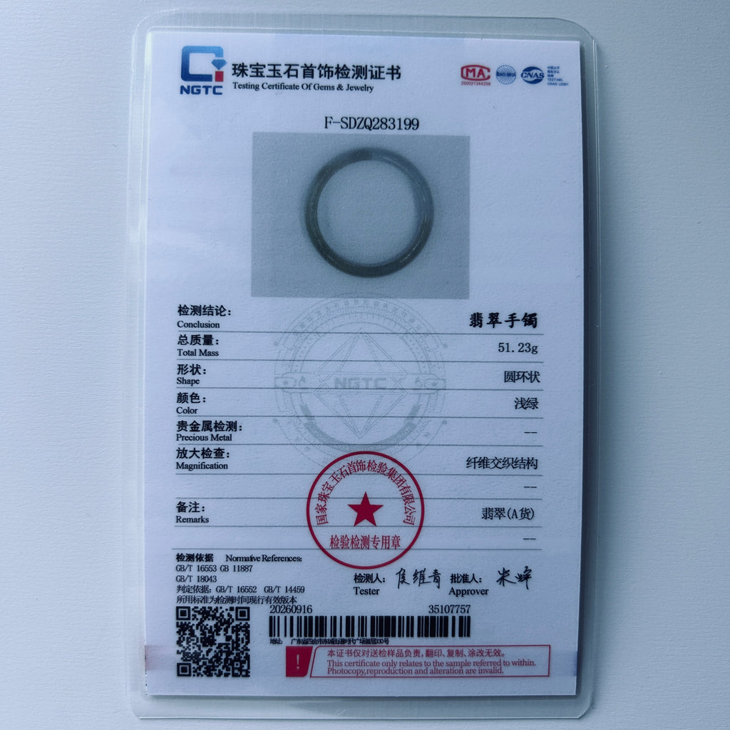 Tea Yellow on Light Green Bangle 57.7mm, photo 11 - Luxe Jadeite