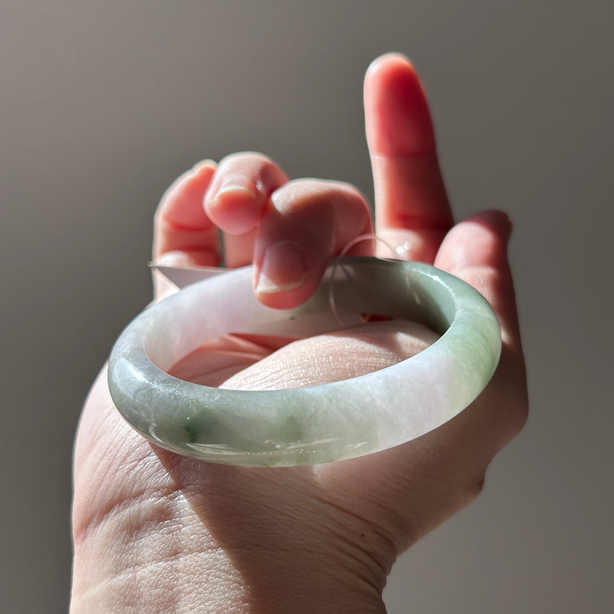 Icy spring purple and golden dust (chun dai cai sa jin) Burmese jadeite bangle, 57.8mm, photo 3 - Luxe Jadeite