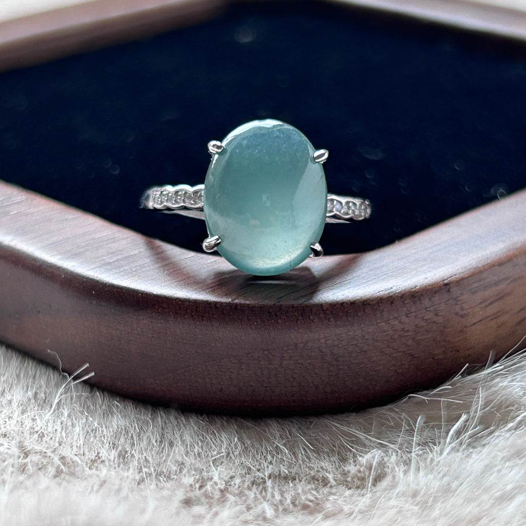 Lake Green Ring adjustable, Sterling Silver, photo 1 - Luxe Jadeite