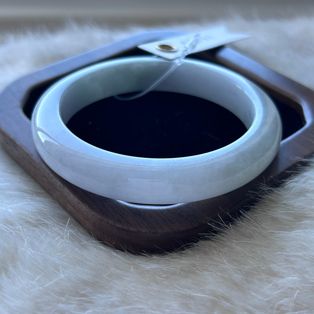 Icy lavender Burmese jadeite bangle with floating green, 57.6mm, photo 12 - Luxe Jadeite