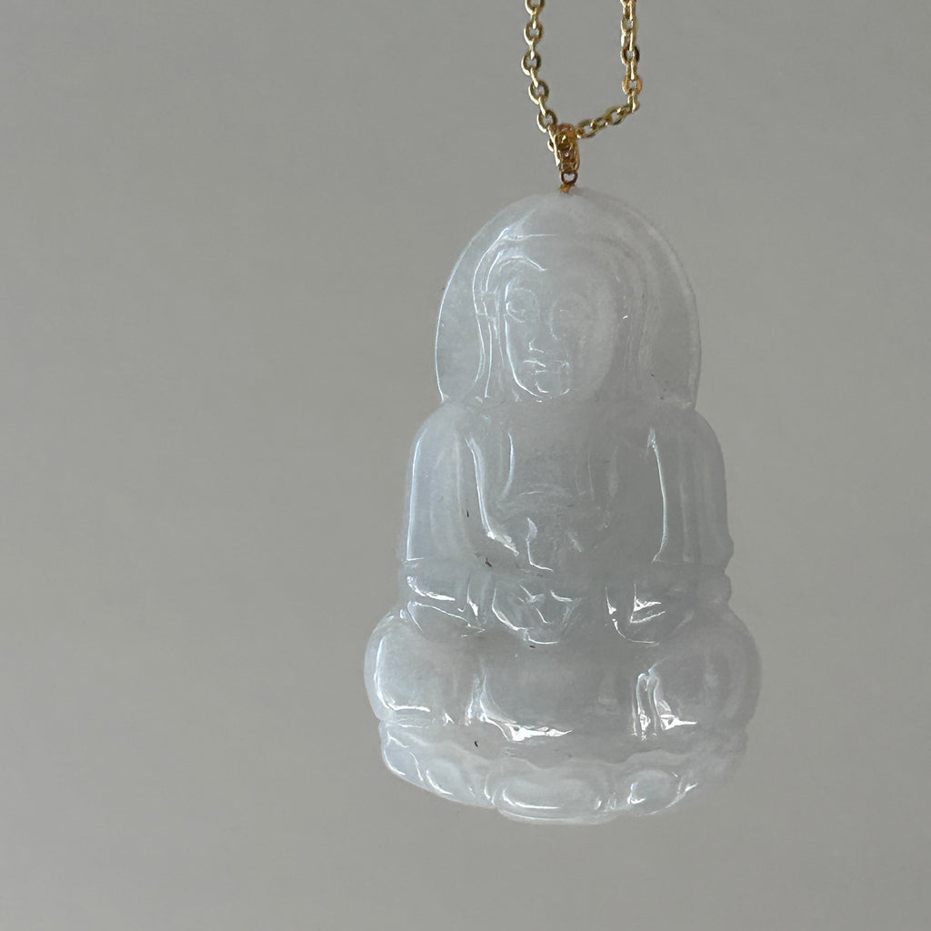 White Buddha Pendant, 18k Gold, photo 8 - Luxe Jadeite