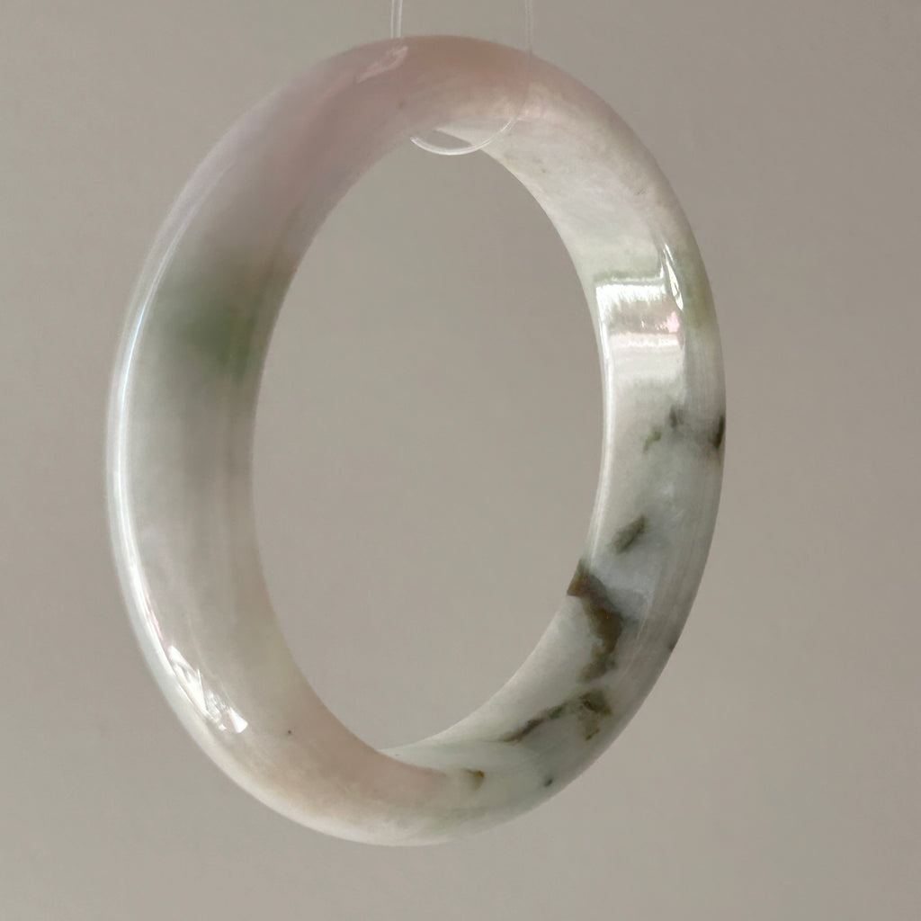 Pale Green with Floating Moss Green Bangle 60.3mm, photo 7 - Luxe Jadeite