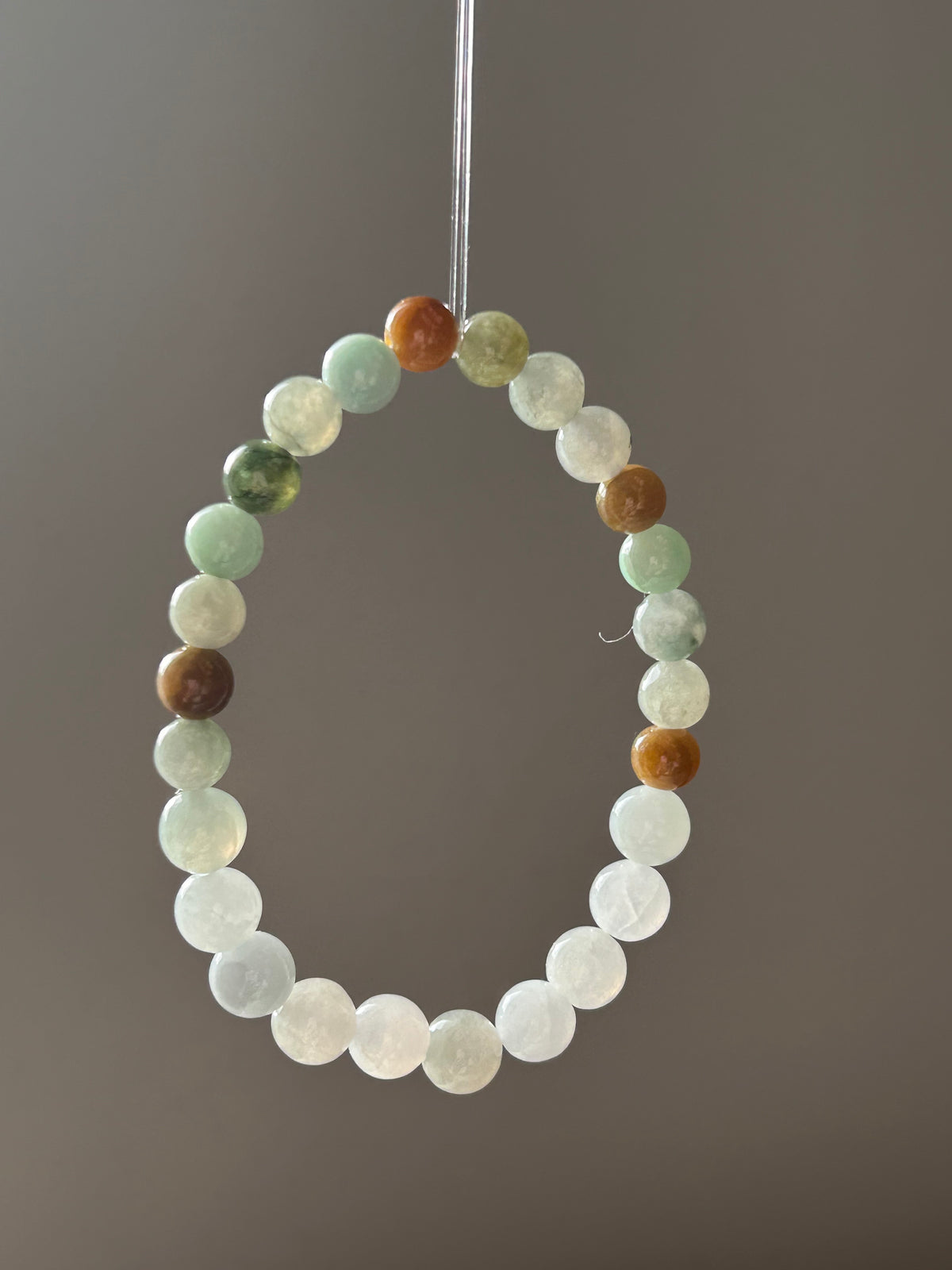 Multi-colour jadeite bead bracelet with white beads - Luxe Jadeite