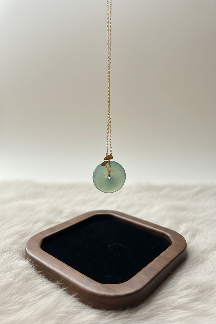 Icy lake green ping an kou jadeite pendant in 18k gold - Luxe Jadeite