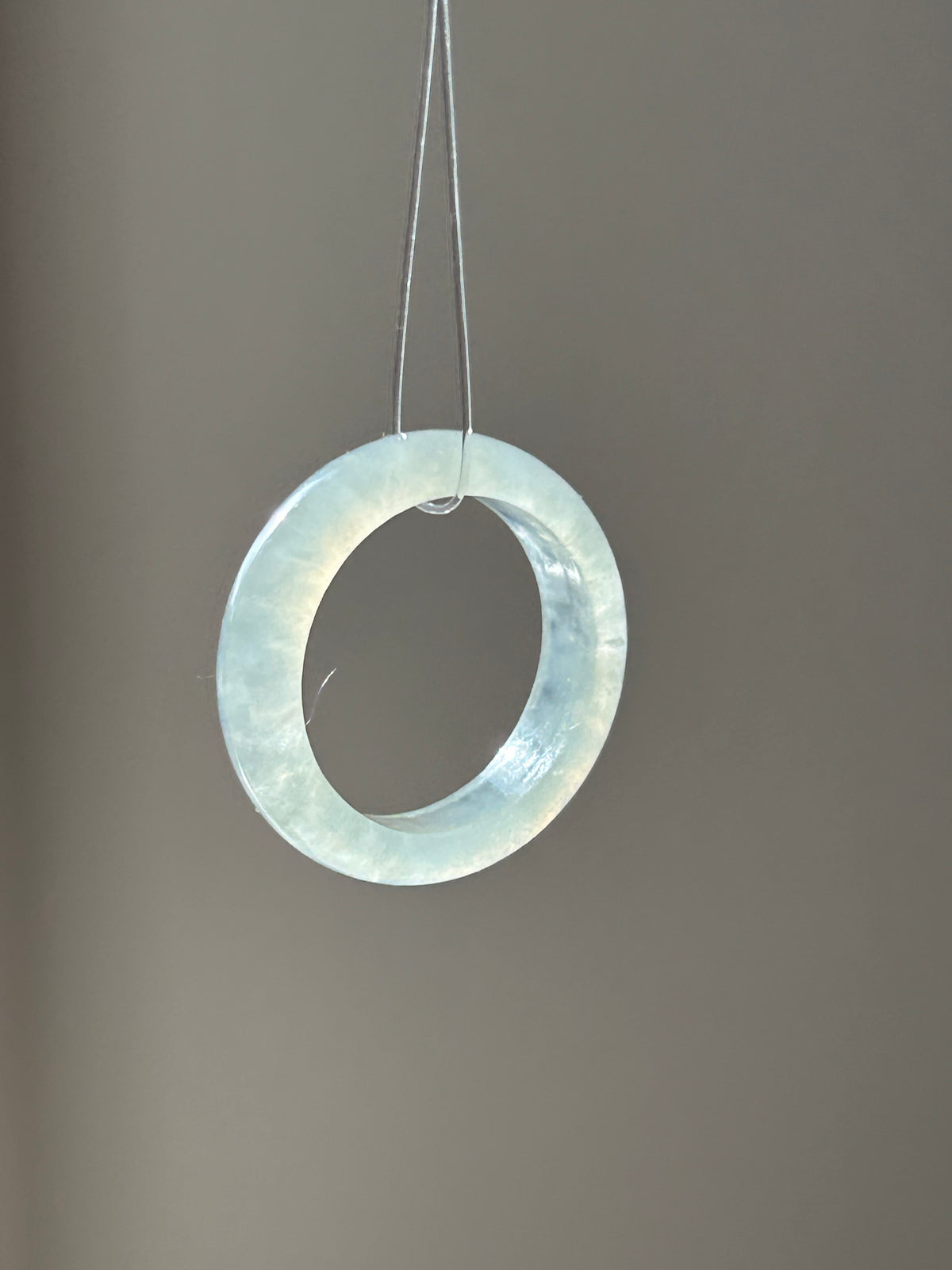 Icy white jadeite ring with lake green tinge - Luxe Jadeite