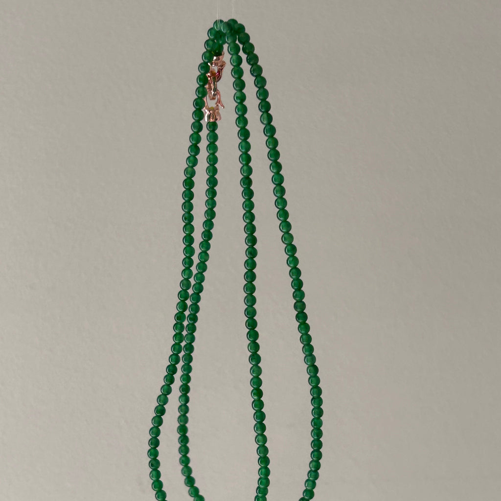 Imperial green Burmese jadeite beaded necklace, 55cm - Luxe Jadeite