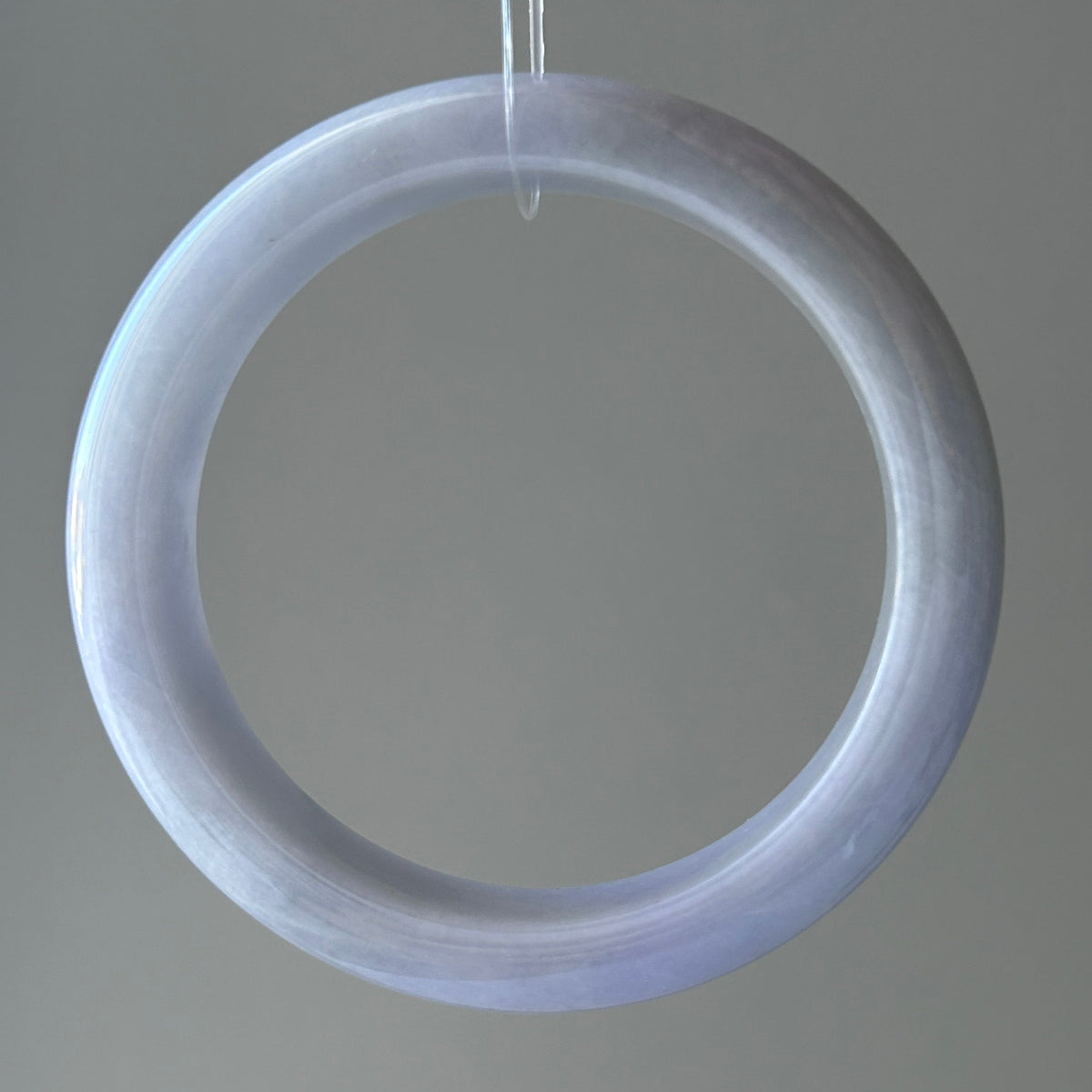 Milky lavender Burmese jadeite bangle with hint of green, 57.6mm - Luxe Jadeite