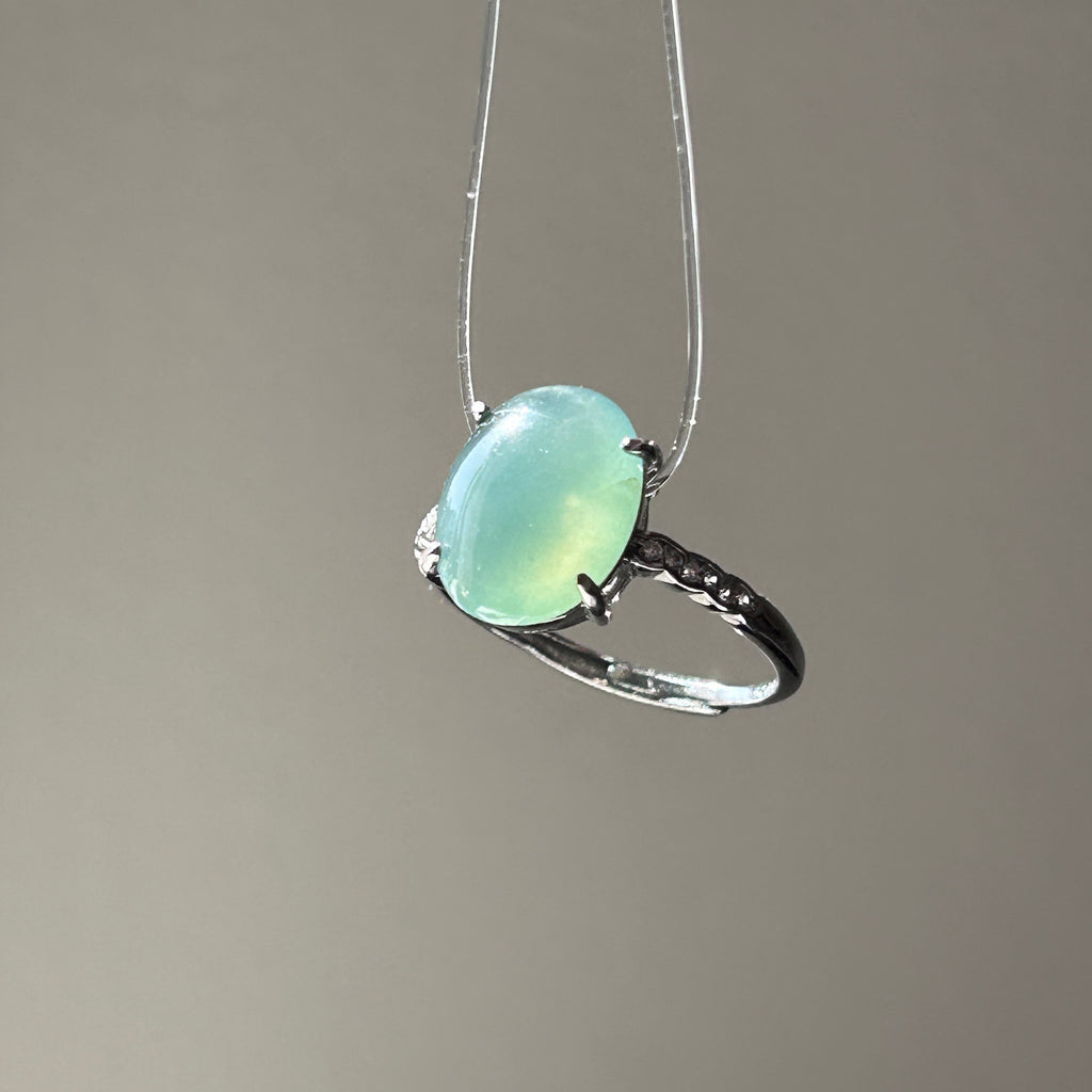 Lake Green Ring adjustable, Sterling Silver, photo 5 - Luxe Jadeite