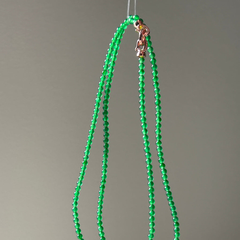 Imperial green Burmese jadeite beaded necklace, 55cm - Luxe Jadeite