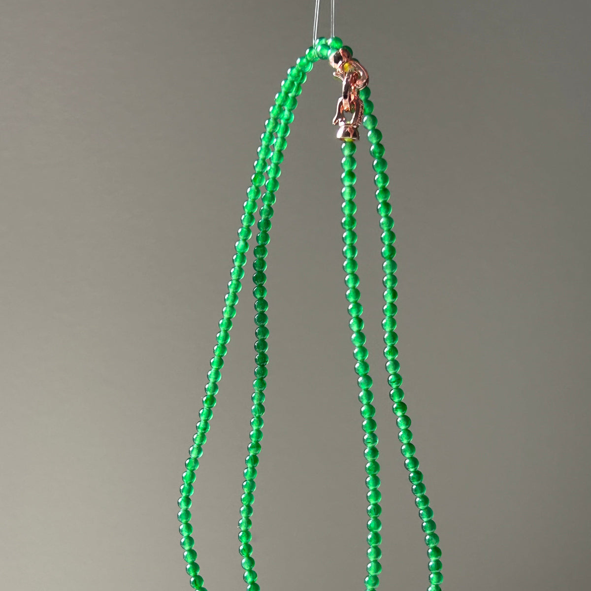 Imperial green Burmese jadeite beaded necklace, 55cm - Luxe Jadeite