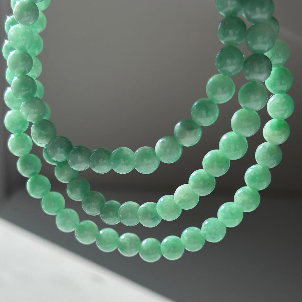 Sweet apple green Burmese jadeite bead necklace, 60cm, photo 5 - Luxe Jadeite
