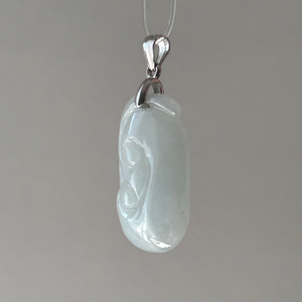 Small Light Green Ruyi Pendant in Sterling Silver, photo 5 - Luxe Jadeite