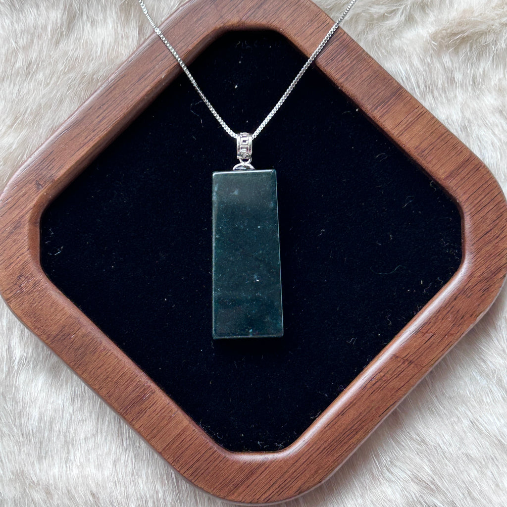 Black Wu Shi Pai Pendant, Sterling Silver, photo 5 - Luxe Jadeite