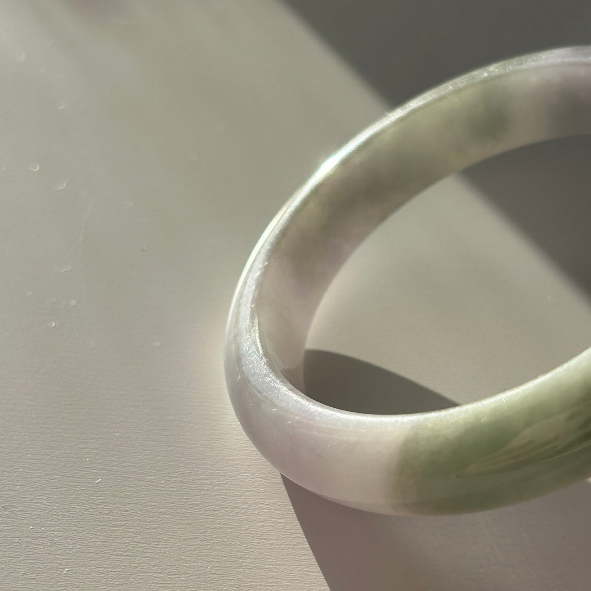 Icy spring purple and golden dust (chun dai cai sa jin) Burmese jadeite bangle, 57.8mm - Luxe Jadeite