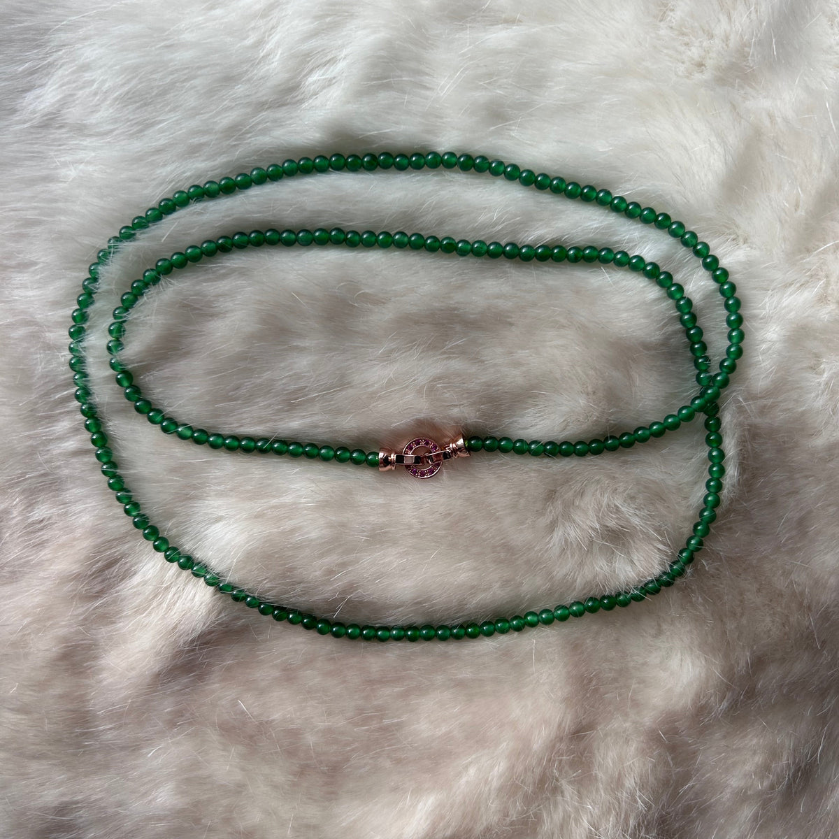 Imperial green Burmese jadeite beaded necklace, 55cm - Luxe Jadeite