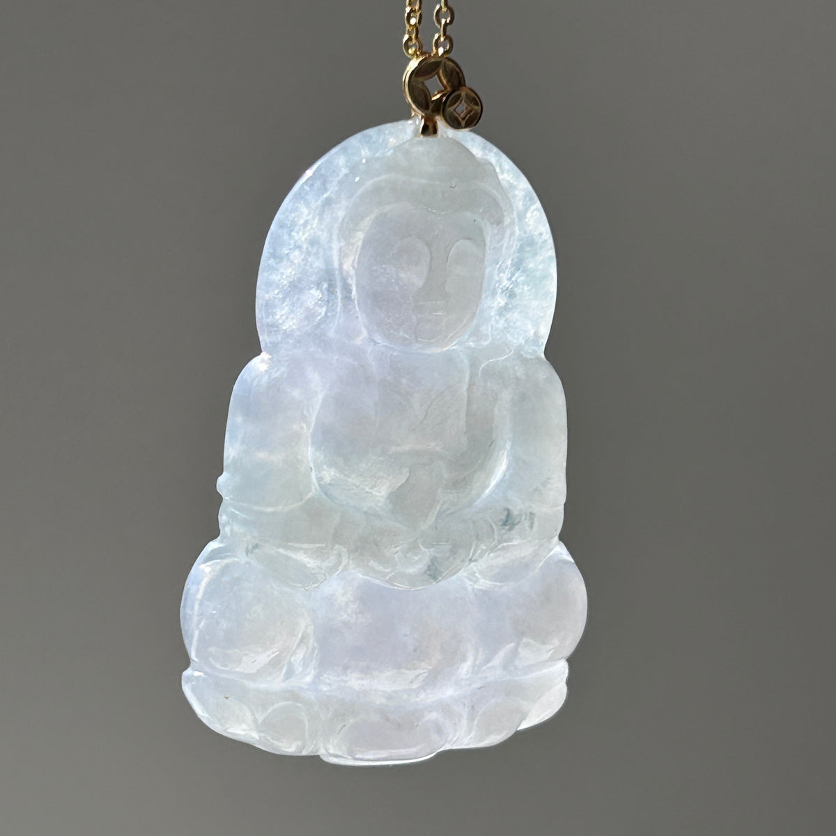 Lavender Buddha Pendant, Sterling Silver, photo 4 - Luxe Jadeite