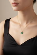 Dainty apple green jade mini donut pendant in 18k gold - Luxe Jadeite