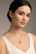Apple green Burmese jadeite bead pendant in gold-plated sterling silver - Luxe Jadeite