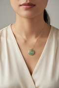 Icy lake green ping an kou jadeite pendant in 18k gold - Luxe Jadeite