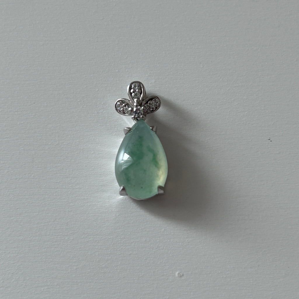 Floating Green Teardrop Pendant, Sterling Silver, photo 10 - Luxe Jadeite