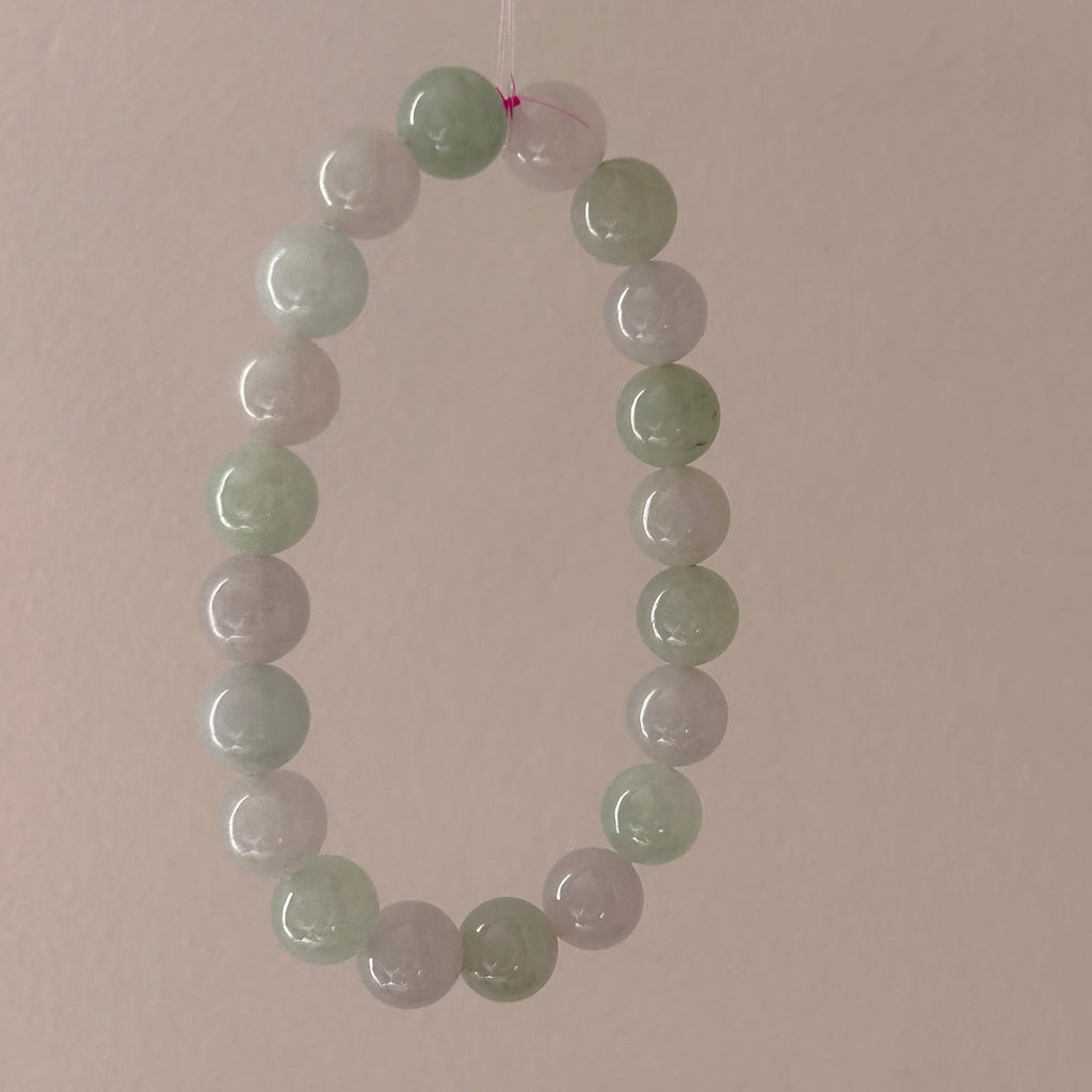Duo-colour Burmese jadeite bead bracelet - Luxe Jadeite
