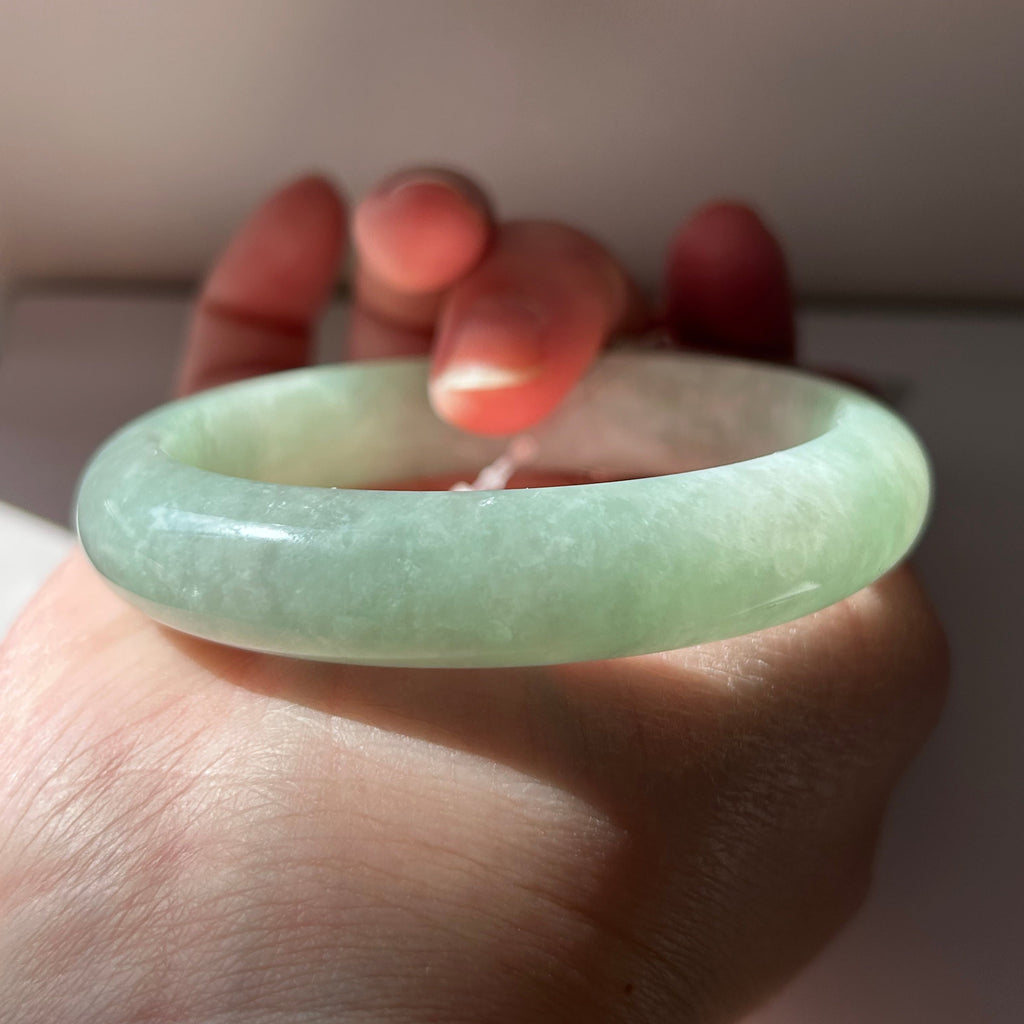 Apple green Burmese jadeite bangle, 56.9mm - Luxe Jadeite