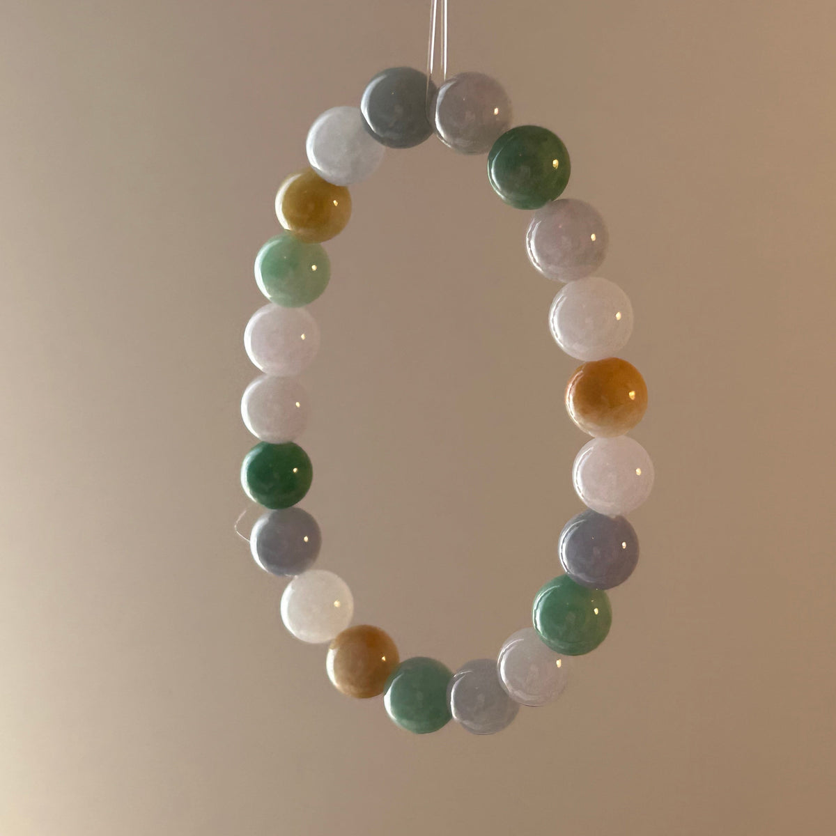 Vibrant macaron-colour Burmese jadeite bead bracelet - Luxe Jadeite