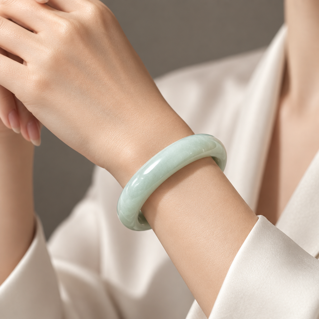 Light Green Bangle, Jade only (no metal setting) | Certified Type A Burmese, photo 1 - Luxe Jadeite