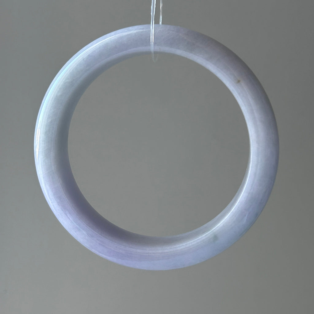 Milky lavender Burmese jadeite bangle with hint of green, 57.6mm - Luxe Jadeite