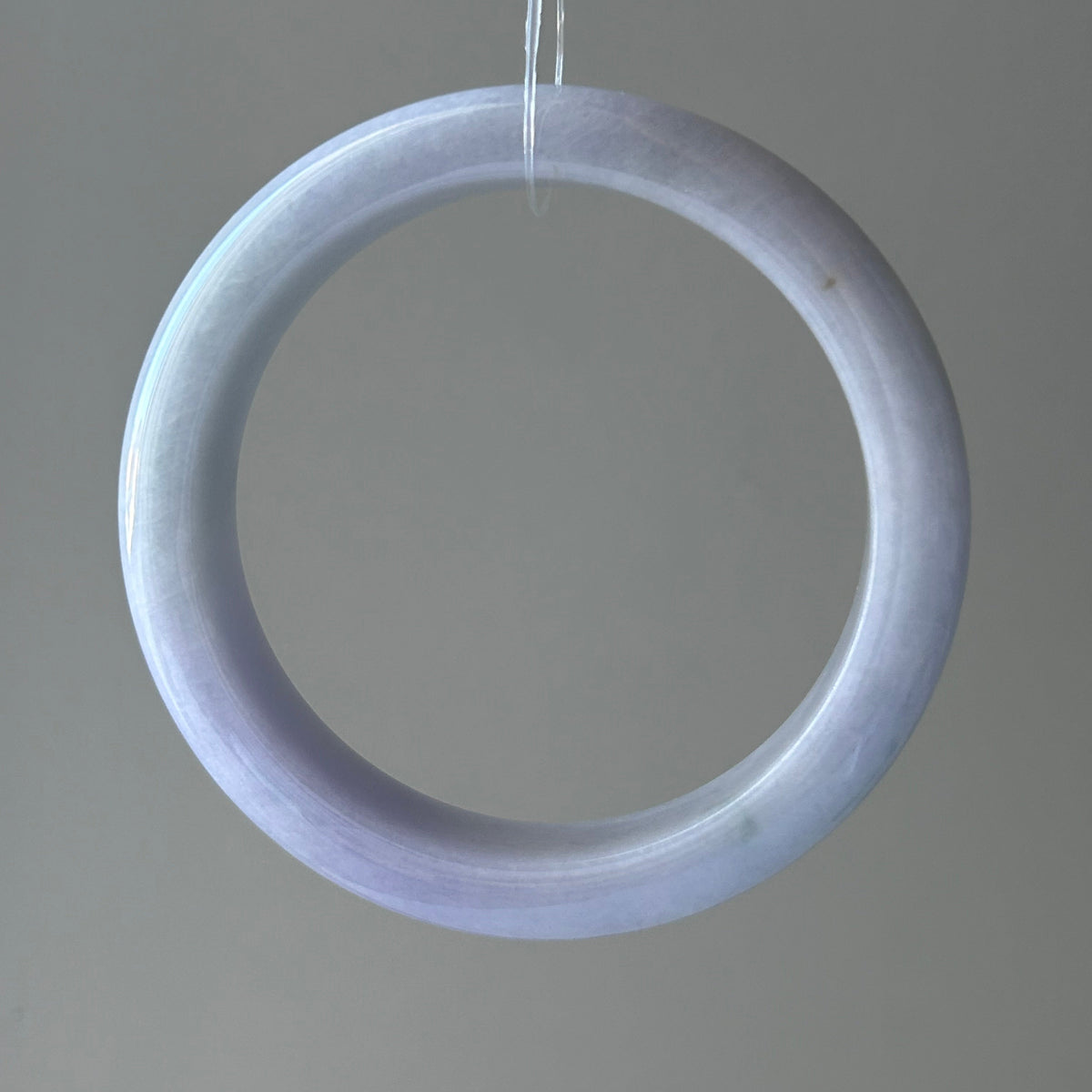 Milky lavender Burmese jadeite bangle with hint of green, 57.6mm - Luxe Jadeite