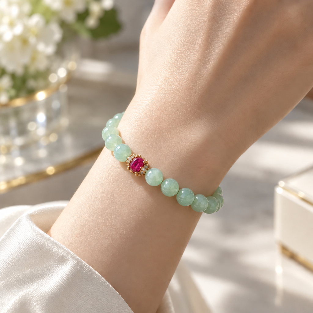 Light Green Bracelet, Jade only (no metal setting) | Certified Type A Burmese, photo 1 - Luxe Jadeite