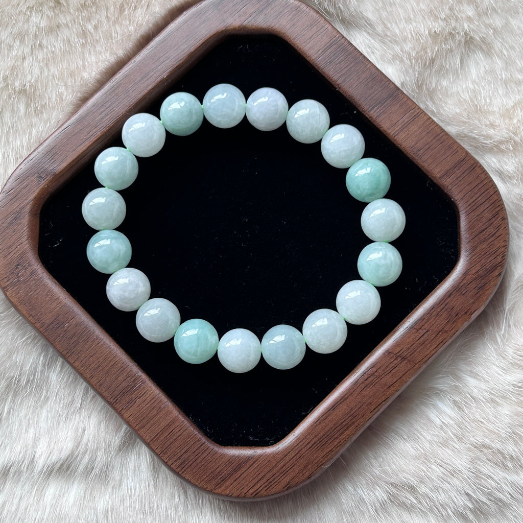 Pale Green and White alternating Bracelet 16.5 cm, photo 7 - Luxe Jadeite