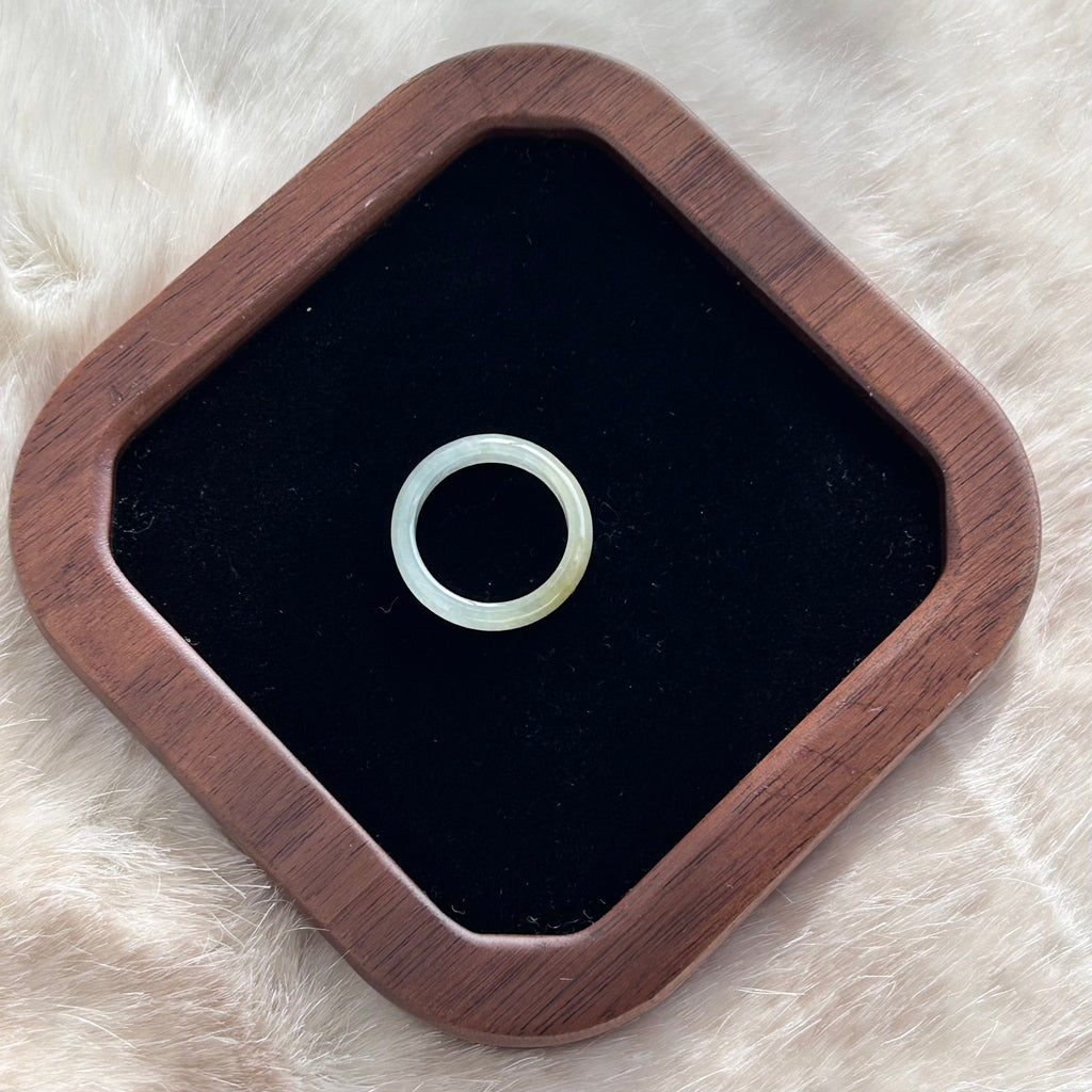 Yellow Jadeite Ring - Thinner Band on Model, photo 7 - Luxe Jadeite
