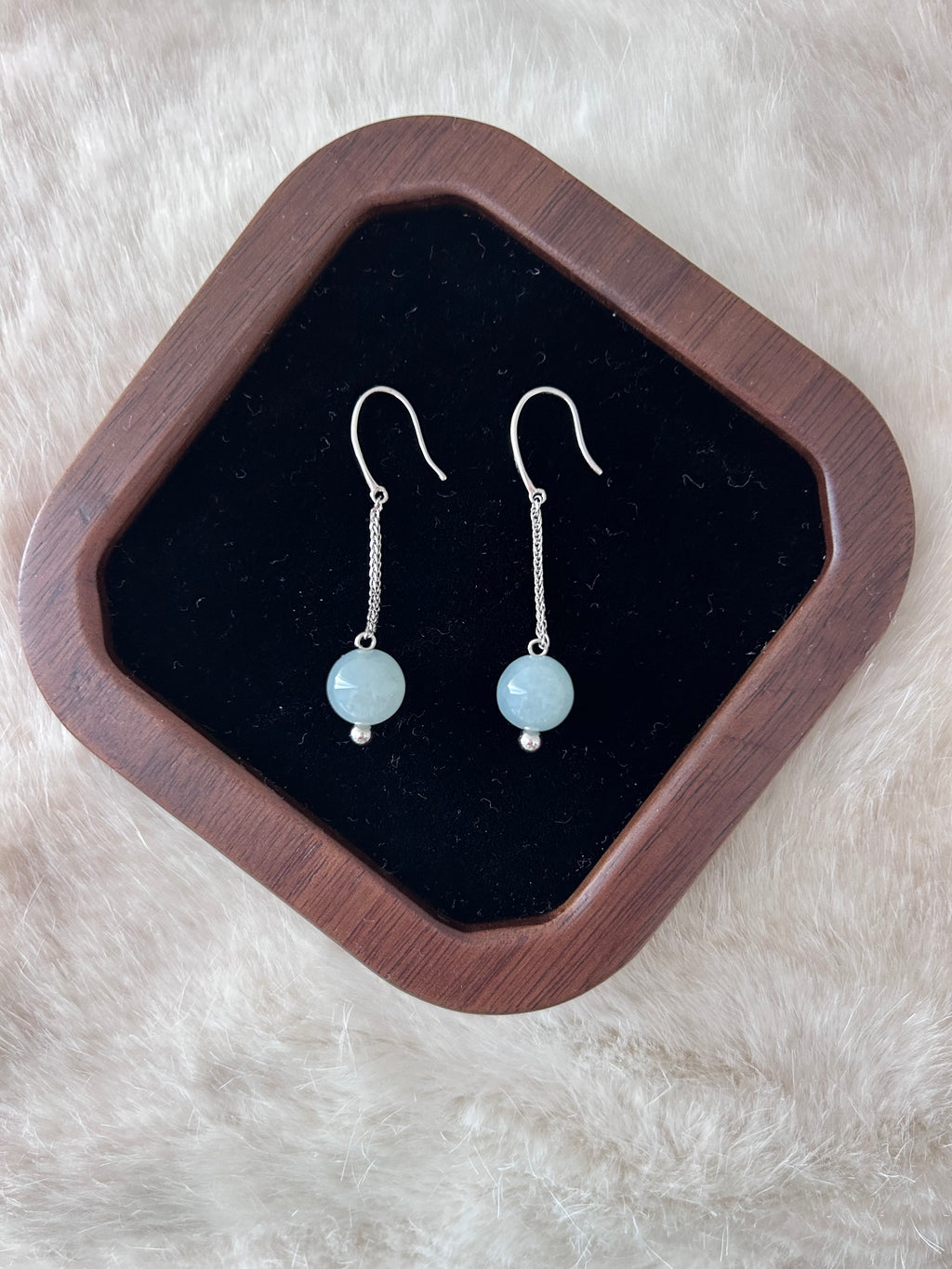 Burmese jadeite beads drop earrings in sterling silver - Luxe Jadeite