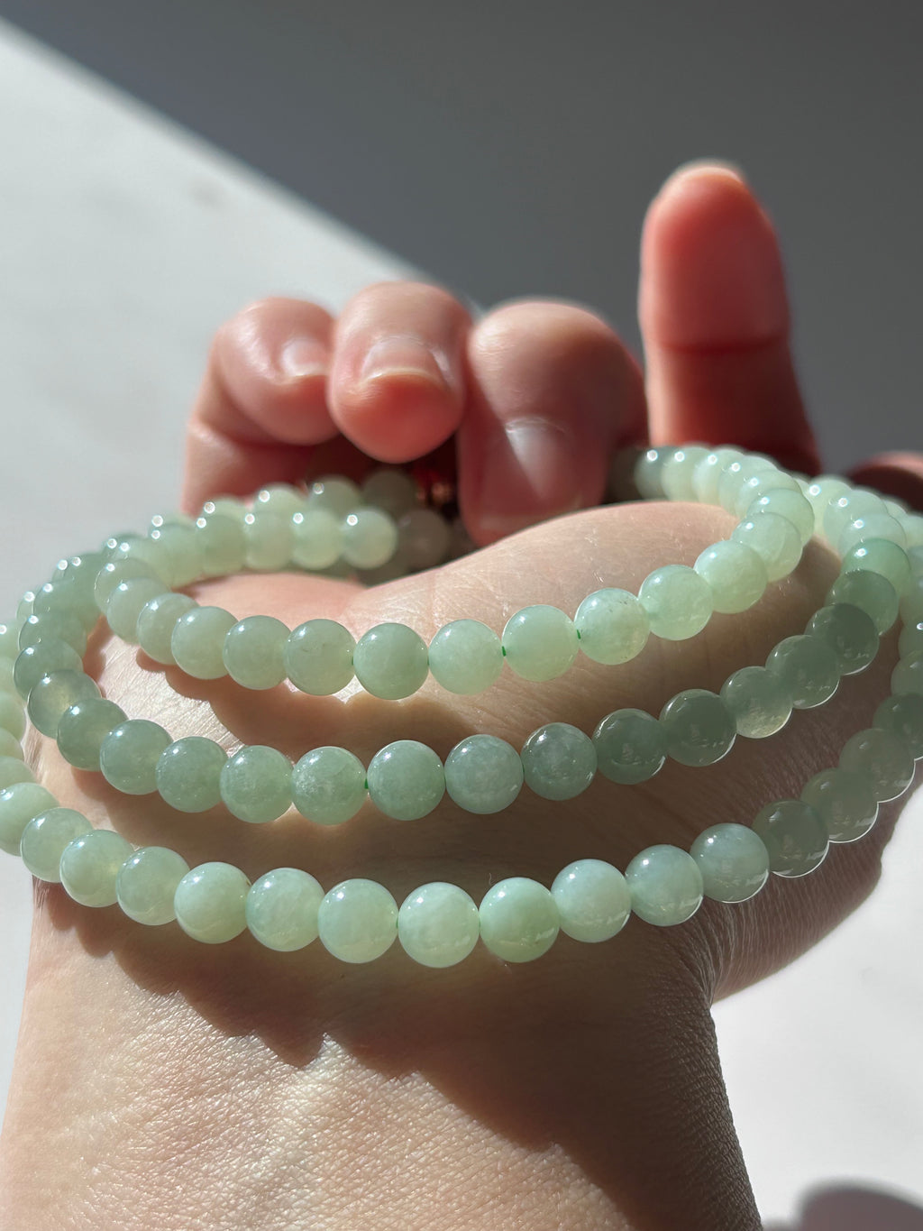 Burmese jadeite beaded necklace, 65cm, photo 3 - Luxe Jadeite